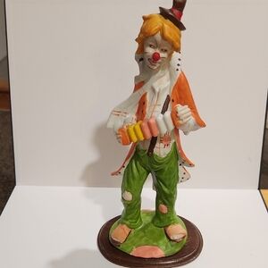 Vintage Hobo Clown Figurine Playing Accordian